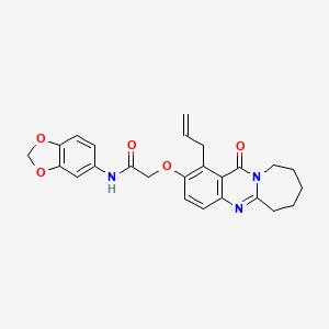 molecular formula C25H25N3O5 B12160781 N-(1,3-benzodioxol-5-yl)-2-{[12-oxo-1-(prop-2-en-1-yl)-6,7,8,9,10,12-hexahydroazepino[2,1-b]quinazolin-2-yl]oxy}acetamide 