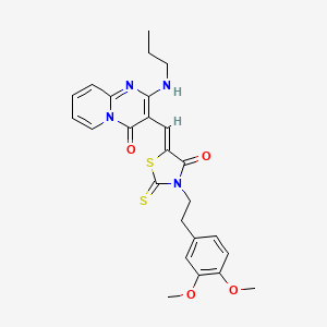 3-[(Z)-{3-[2-(3,4-dimethoxyphenyl)ethyl]-4-oxo-2-thioxo-1,3-thiazolidin-5-ylidene}methyl]-2-(propylamino)-4H-pyrido[1,2-a]pyrimidin-4-one