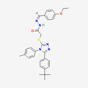 2-[[5-(4-tert-butylphenyl)-4-(4-methylphenyl)-1,2,4-triazol-3-yl]sulfanyl]-N-[(E)-(4-ethoxyphenyl)methylideneamino]acetamide