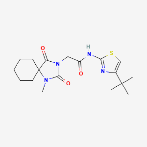 molecular formula C18H26N4O3S B12160901 N-(4-tert-butyl-1,3-thiazol-2-yl)-2-(1-methyl-2,4-dioxo-1,3-diazaspiro[4.5]dec-3-yl)acetamide 