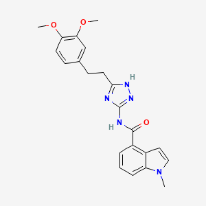 molecular formula C22H23N5O3 B12160944 N-{3-[2-(3,4-dimethoxyphenyl)ethyl]-1H-1,2,4-triazol-5-yl}-1-methyl-1H-indole-4-carboxamide 