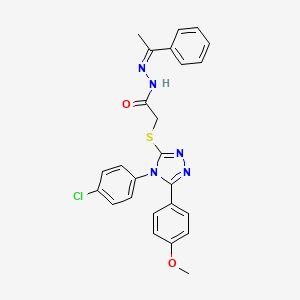 2-{[4-(4-chlorophenyl)-5-(4-methoxyphenyl)-4H-1,2,4-triazol-3-yl]sulfanyl}-N'-[(1Z)-1-phenylethylidene]acetohydrazide