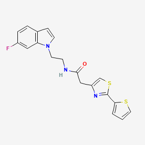 N-[2-(6-fluoro-1H-indol-1-yl)ethyl]-2-[2-(thiophen-2-yl)-1,3-thiazol-4-yl]acetamide