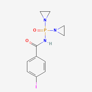 molecular formula C11H13IN3O2P B1216101 Benzamide, N-(bis(1-aziridinyl)phosphinyl)-p-iodo- CAS No. 27807-51-8