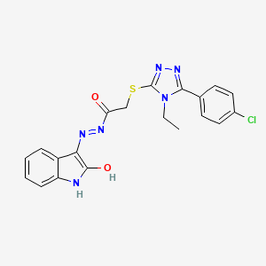 2-{[5-(4-chlorophenyl)-4-ethyl-4H-1,2,4-triazol-3-yl]sulfanyl}-N'-[(3E)-2-oxo-1,2-dihydro-3H-indol-3-ylidene]acetohydrazide