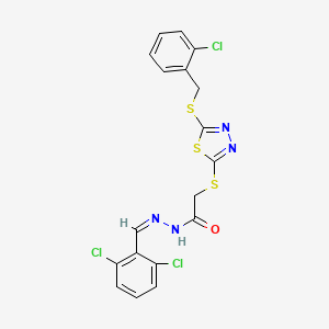 2-[[5-[(2-chlorophenyl)methylsulfanyl]-1,3,4-thiadiazol-2-yl]sulfanyl]-N-[(E)-(2,6-dichlorophenyl)methylideneamino]acetamide