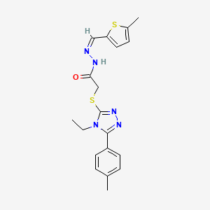 molecular formula C19H21N5OS2 B12161220 2-{[4-ethyl-5-(4-methylphenyl)-4H-1,2,4-triazol-3-yl]sulfanyl}-N'-[(Z)-(5-methylthiophen-2-yl)methylidene]acetohydrazide 