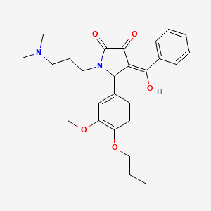 molecular formula C26H32N2O5 B12161261 1-[3-(dimethylamino)propyl]-3-hydroxy-5-(3-methoxy-4-propoxyphenyl)-4-(phenylcarbonyl)-1,5-dihydro-2H-pyrrol-2-one 