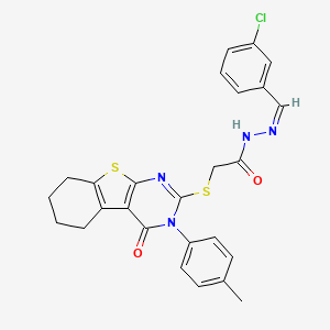 N'-[(Z)-(3-chlorophenyl)methylidene]-2-{[3-(4-methylphenyl)-4-oxo-3,4,5,6,7,8-hexahydro[1]benzothieno[2,3-d]pyrimidin-2-yl]sulfanyl}acetohydrazide