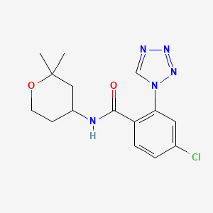 4-chloro-N-(2,2-dimethyltetrahydro-2H-pyran-4-yl)-2-(1H-tetrazol-1-yl)benzamide