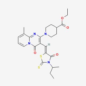 molecular formula C25H30N4O4S2 B12161332 ethyl 1-(3-{(Z)-[3-(butan-2-yl)-4-oxo-2-thioxo-1,3-thiazolidin-5-ylidene]methyl}-9-methyl-4-oxo-4H-pyrido[1,2-a]pyrimidin-2-yl)piperidine-4-carboxylate 