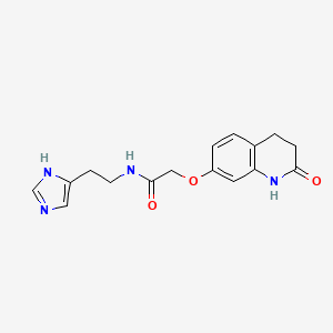 molecular formula C16H18N4O3 B12161484 2-[(2-hydroxy-3,4-dihydroquinolin-7-yl)oxy]-N-[2-(1H-imidazol-4-yl)ethyl]acetamide 