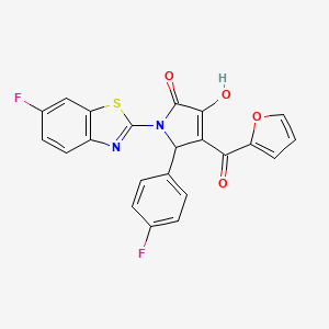 molecular formula C22H12F2N2O4S B12161543 1-(6-Fluorobenzothiazol-2-yl)-5-(4-fluorophenyl)-4-(2-furylcarbonyl)-3-hydroxy-3-pyrrolin-2-one 