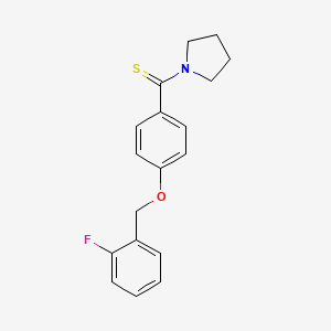 molecular formula C18H18FNOS B1216156 [4-[(2-Fluorophenyl)methoxy]phenyl]-(1-pyrrolidinyl)methanethione 