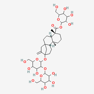 molecular formula C38H60O18 B1216161 [3,4,5-trihydroxy-6-(hydroxymethyl)oxan-2-yl] (4S,5R,9S,10R)-13-[4,5-dihydroxy-6-(hydroxymethyl)-3-[3,4,5-trihydroxy-6-(hydroxymethyl)oxan-2-yl]oxyoxan-2-yl]oxy-5,9-dimethyl-14-methylidenetetracyclo[11.2.1.01,10.04,9]hexadecane-5-carboxylate 
