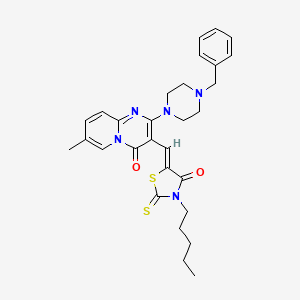 2-(4-benzylpiperazin-1-yl)-7-methyl-3-[(Z)-(4-oxo-3-pentyl-2-thioxo-1,3-thiazolidin-5-ylidene)methyl]-4H-pyrido[1,2-a]pyrimidin-4-one