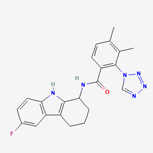 molecular formula C22H21FN6O B12161647 N-(6-fluoro-2,3,4,9-tetrahydro-1H-carbazol-1-yl)-3,4-dimethyl-2-(1H-tetrazol-1-yl)benzamide 