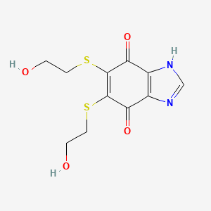 molecular formula C11H12N2O4S2 B1216169 5,6-Bis[(2-hydroxyethyl)sulfanyl]benzimidazole-4,7-quinone CAS No. 26558-07-6