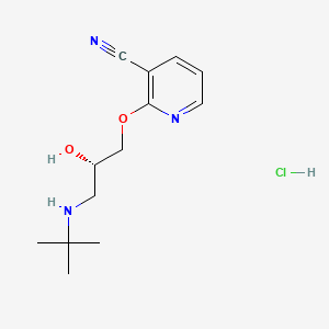 B1216170 3-Pyridinecarbonitrile, 2-(3-((1,1-dimethylethyl)amino)-2-hydroxypropoxy)-, monohydrochloride, (S)- CAS No. 60559-92-4