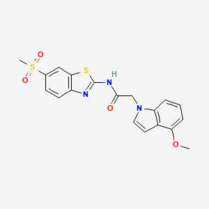 2-(4-methoxy-1H-indol-1-yl)-N-[(2Z)-6-(methylsulfonyl)-1,3-benzothiazol-2(3H)-ylidene]acetamide