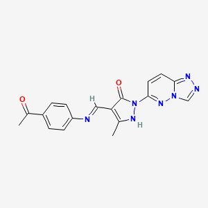 (4E)-4-{[(4-acetylphenyl)amino]methylidene}-5-methyl-2-([1,2,4]triazolo[4,3-b]pyridazin-6-yl)-2,4-dihydro-3H-pyrazol-3-one