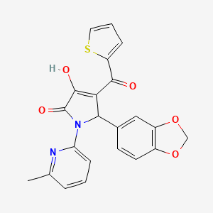 (4E)-5-(1,3-benzodioxol-5-yl)-4-[hydroxy(thiophen-2-yl)methylidene]-1-(6-methylpyridin-2-yl)pyrrolidine-2,3-dione