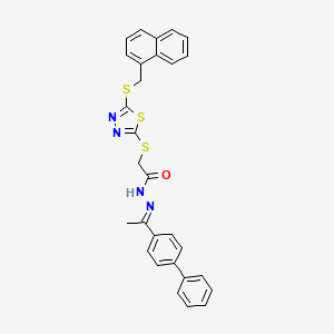 molecular formula C29H24N4OS3 B12161935 N'-[(1E)-1-(biphenyl-4-yl)ethylidene]-2-({5-[(naphthalen-1-ylmethyl)sulfanyl]-1,3,4-thiadiazol-2-yl}sulfanyl)acetohydrazide 