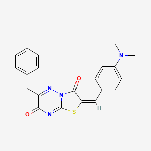 molecular formula C21H18N4O2S B12161950 (2E)-6-benzyl-2-[4-(dimethylamino)benzylidene]-7H-[1,3]thiazolo[3,2-b][1,2,4]triazine-3,7(2H)-dione 