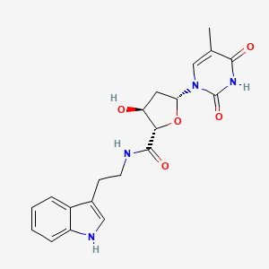 molecular formula C20H22N4O5 B1216196 (2S,3S,5R)-3-hydroxy-N-[2-(1H-indol-3-yl)ethyl]-5-(5-methyl-2,4-dioxopyrimidin-1-yl)oxolane-2-carboxamide CAS No. 76500-11-3