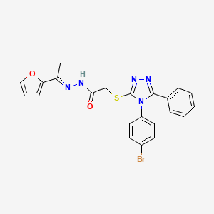 molecular formula C22H18BrN5O2S B12162044 2-[[4-(4-bromophenyl)-5-phenyl-1,2,4-triazol-3-yl]sulfanyl]-N-[(Z)-1-(furan-2-yl)ethylideneamino]acetamide 