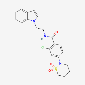 molecular formula C21H22ClN3O3S B12162114 2-chloro-4-(1,1-dioxido-1,2-thiazinan-2-yl)-N-[2-(1H-indol-1-yl)ethyl]benzamide 