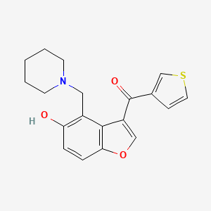 molecular formula C19H19NO3S B12162178 [5-Hydroxy-4-(piperidin-1-ylmethyl)-1-benzofuran-3-yl](thiophen-3-yl)methanone 