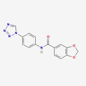 molecular formula C15H11N5O3 B12162232 N-[4-(1H-tetrazol-1-yl)phenyl]-1,3-benzodioxole-5-carboxamide 