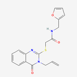 molecular formula C18H17N3O3S B12162247 N-[(furan-2-yl)methyl]-2-{[4-oxo-3-(prop-2-en-1-yl)-3,4-dihydroquinazolin-2-yl]sulfanyl}acetamide 