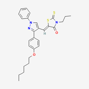 (5Z)-5-({3-[4-(hexyloxy)phenyl]-1-phenyl-1H-pyrazol-4-yl}methylidene)-3-propyl-2-thioxo-1,3-thiazolidin-4-one