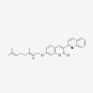 molecular formula C28H27NO3 B12162282 7-{[(2E)-3,7-dimethylocta-2,6-dien-1-yl]oxy}-3-(quinolin-2-yl)-2H-chromen-2-one 