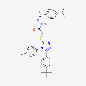 2-[[5-(4-tert-butylphenyl)-4-(4-methylphenyl)-1,2,4-triazol-3-yl]sulfanyl]-N-[(E)-(4-propan-2-ylphenyl)methylideneamino]acetamide