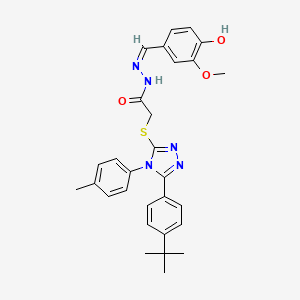 2-{[5-(4-tert-butylphenyl)-4-(4-methylphenyl)-4H-1,2,4-triazol-3-yl]sulfanyl}-N'-[(Z)-(4-hydroxy-3-methoxyphenyl)methylidene]acetohydrazide