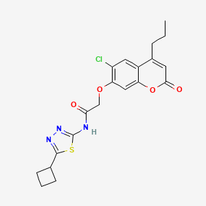 2-[(6-chloro-2-oxo-4-propyl-2H-chromen-7-yl)oxy]-N-[(2E)-5-cyclobutyl-1,3,4-thiadiazol-2(3H)-ylidene]acetamide