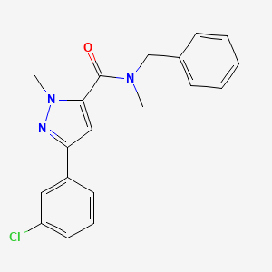 molecular formula C19H18ClN3O B12162445 N-benzyl-3-(3-chlorophenyl)-N,1-dimethyl-1H-pyrazole-5-carboxamide 