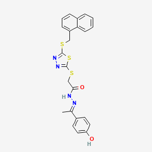 N'-[(1E)-1-(4-hydroxyphenyl)ethylidene]-2-({5-[(naphthalen-1-ylmethyl)sulfanyl]-1,3,4-thiadiazol-2-yl}sulfanyl)acetohydrazide