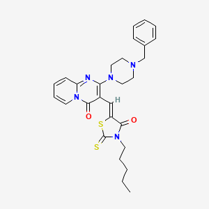 molecular formula C28H31N5O2S2 B12162546 2-(4-benzylpiperazin-1-yl)-3-[(Z)-(4-oxo-3-pentyl-2-thioxo-1,3-thiazolidin-5-ylidene)methyl]-4H-pyrido[1,2-a]pyrimidin-4-one 