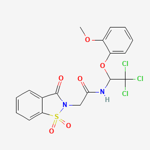 molecular formula C18H15Cl3N2O6S B12162589 2-(1,1-dioxido-3-oxo-1,2-benzothiazol-2(3H)-yl)-N-[2,2,2-trichloro-1-(2-methoxyphenoxy)ethyl]acetamide 