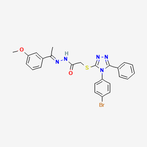 2-{[4-(4-bromophenyl)-5-phenyl-4H-1,2,4-triazol-3-yl]sulfanyl}-N'-[(1E)-1-(3-methoxyphenyl)ethylidene]acetohydrazide