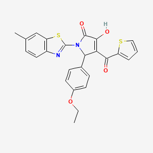 molecular formula C25H20N2O4S2 B12162641 (4E)-5-(4-ethoxyphenyl)-4-[hydroxy(thiophen-2-yl)methylidene]-1-(6-methyl-1,3-benzothiazol-2-yl)pyrrolidine-2,3-dione 