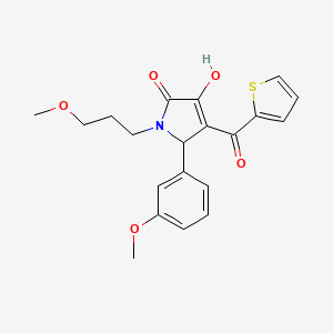 molecular formula C20H21NO5S B12162670 (4E)-4-[hydroxy(thiophen-2-yl)methylidene]-5-(3-methoxyphenyl)-1-(3-methoxypropyl)pyrrolidine-2,3-dione 