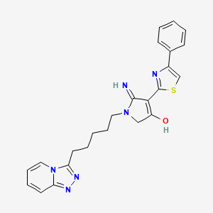 molecular formula C24H24N6OS B12162701 5-imino-4-(4-phenyl-1,3-thiazol-2-yl)-1-[5-([1,2,4]triazolo[4,3-a]pyridin-3-yl)pentyl]-2,5-dihydro-1H-pyrrol-3-ol 