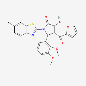 molecular formula C25H20N2O6S B12162720 (4E)-5-(2,3-dimethoxyphenyl)-4-[furan-2-yl(hydroxy)methylidene]-1-(6-methyl-1,3-benzothiazol-2-yl)pyrrolidine-2,3-dione 