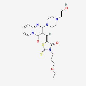 3-{(Z)-[3-(3-ethoxypropyl)-4-oxo-2-thioxo-1,3-thiazolidin-5-ylidene]methyl}-2-[4-(2-hydroxyethyl)piperazin-1-yl]-4H-pyrido[1,2-a]pyrimidin-4-one