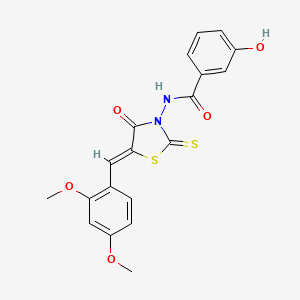 N-[(5Z)-5-(2,4-dimethoxybenzylidene)-4-oxo-2-thioxo-1,3-thiazolidin-3-yl]-3-hydroxybenzamide